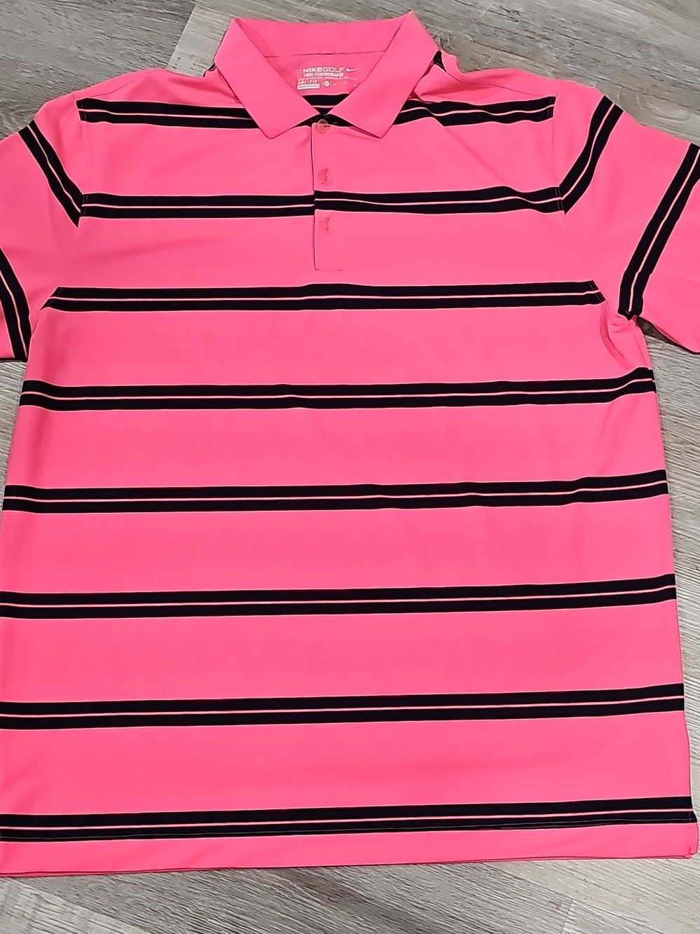 Nike Golf Tour Performance Dri-FIT Striped Polo Shirt Pink & Navy XL